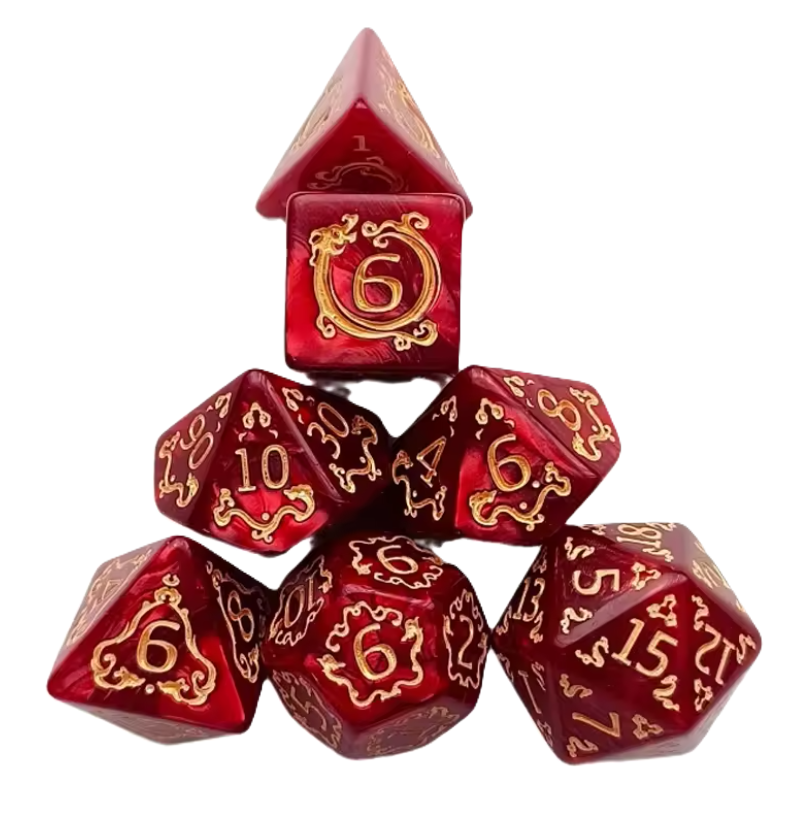 Set 7 Dados Poliédricos de Rol Dragon RPG Perlados