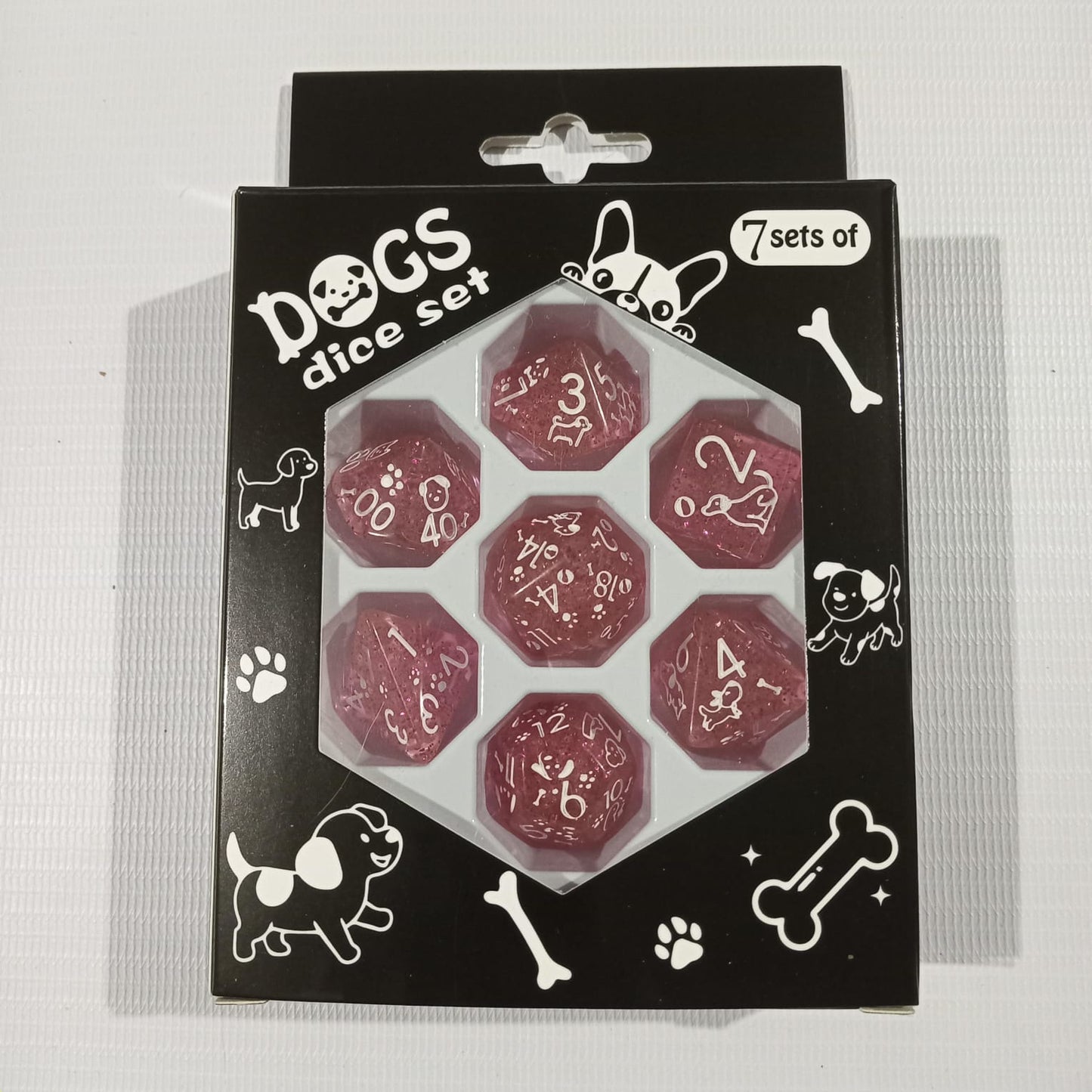 Set 7 Dados Poliédricos de Rol Perros y Gatos RPG Perlados