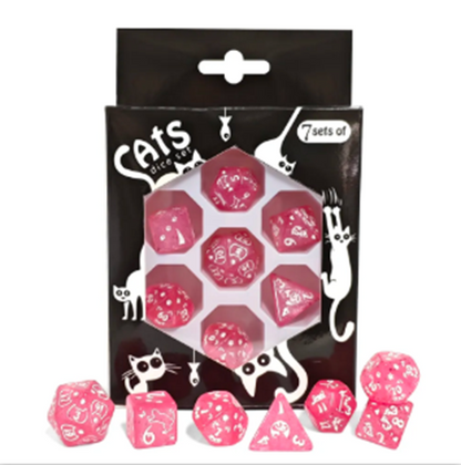 Set 7 Dados Poliédricos de Rol Perros y Gatos RPG Perlados