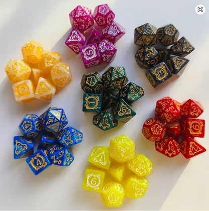 Set 7 Dados Poliédricos de Rol Dragon RPG Perlados