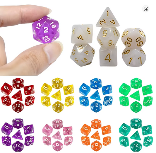 Set 7 Dados Poliedricos de Rol RPG Traslucidos