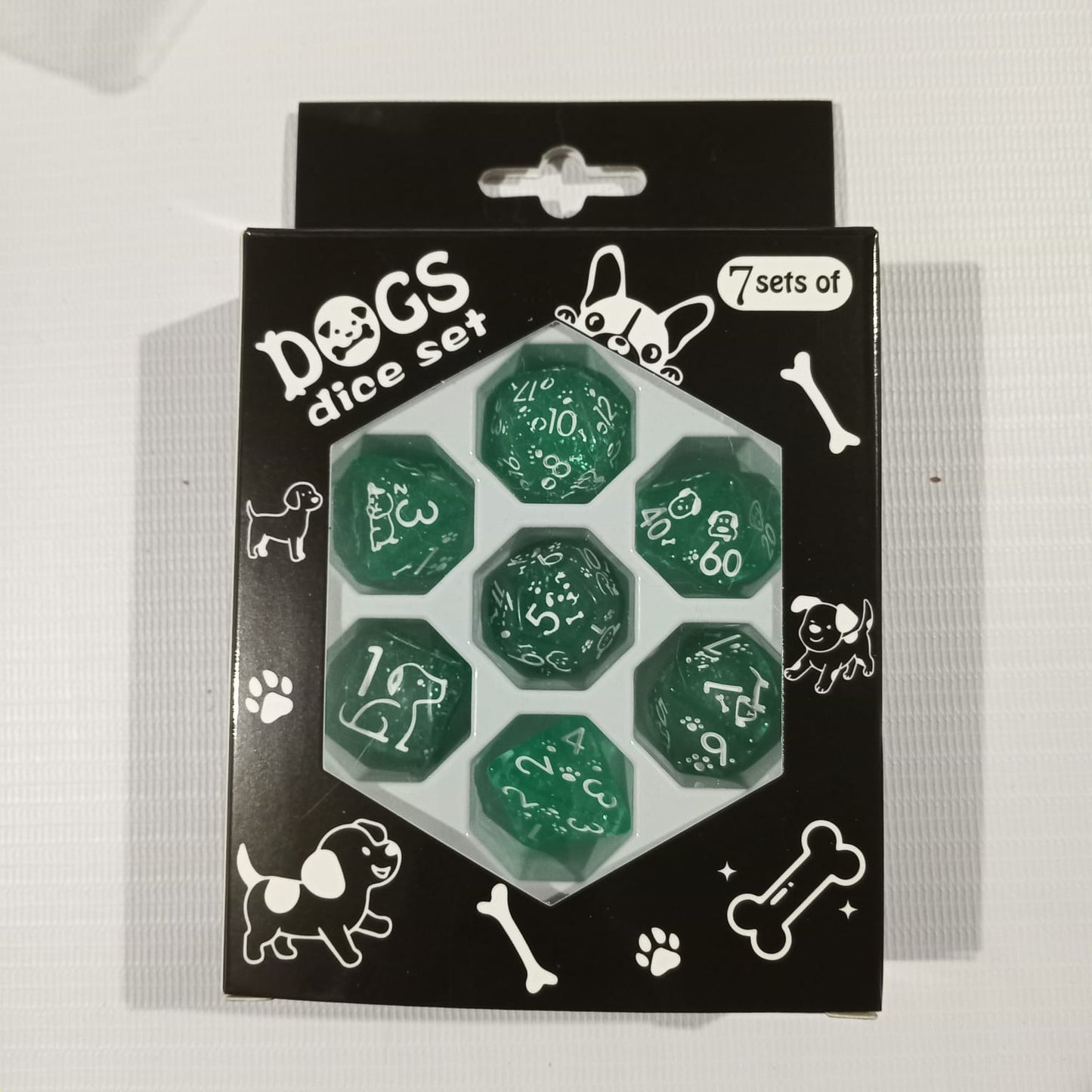 Set 7 Dados Poliédricos de Rol Perros y Gatos RPG Perlados